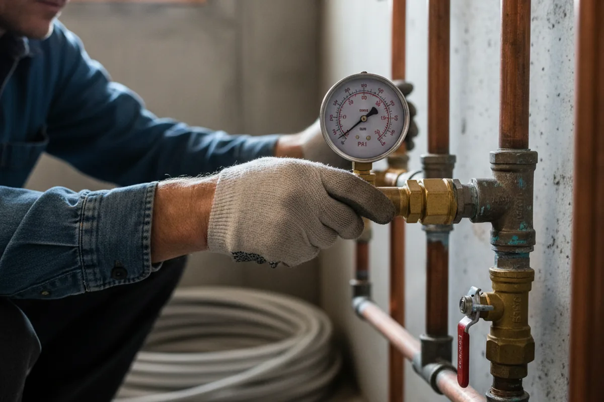 Pressure testing a repaired line during Water Line Repair in Hatfield